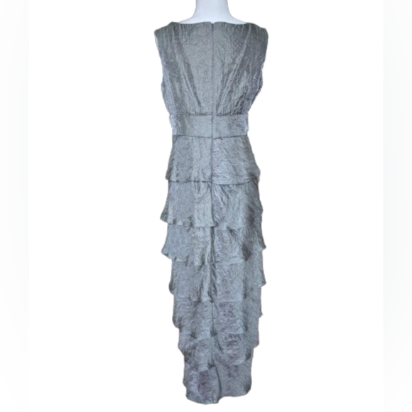 R&M Richards Silver Tone Evening Cocktail Maxi Dress Beaded Spark Sleeveless 12 - Picture 3 of 8